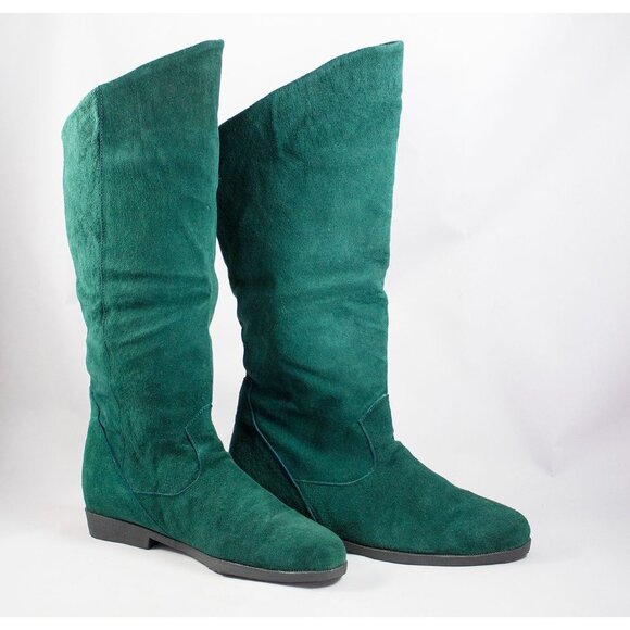 Jack Sprat Womens Houston Hunter Green Mid-Calf Suede Scrunch Boots Size 7 - Picture 6 of 12